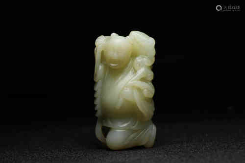 A Chinese Hetian Jade Kneeeling Figure