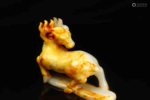 A Chinese Hetian Jade Sika Deer