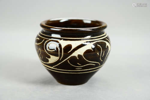 A Chinese Black Ground Porcelain Jar