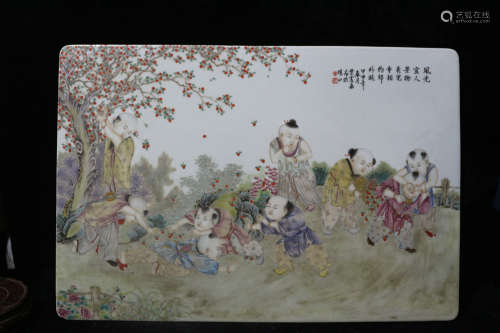 A Chinese Famille Rose Porcelain Board Painting 