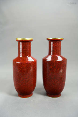 A Pair of Chinese Copper Red Porcelain Vases