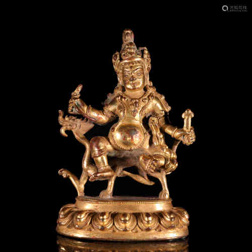 A Chinese Gilt Bronze God Statue of Wealth