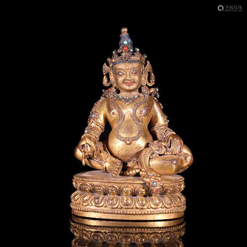 A Chinese Gilt Bronze Buddha Statue of Jambala Kuning