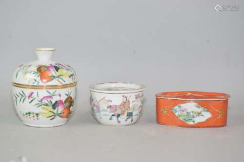 Group of Late Qing Chinese Famille Rose Porcelain Covered Bowls