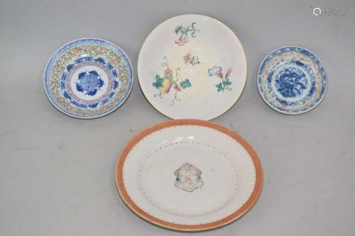 Four Late Qing Chinese Porcelain Plates