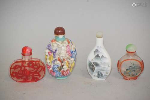 Group of Chinese Porcelain and Peking Glass Snuff Bottles