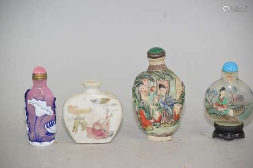 Group of Chinese Porcelain, Peking Glass Snuff Bottles