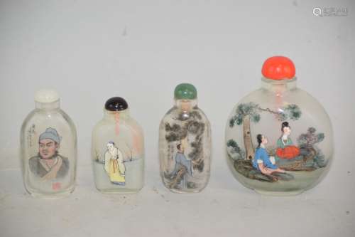Group of Chinese Reverse Painted Glass Snuff Bottles