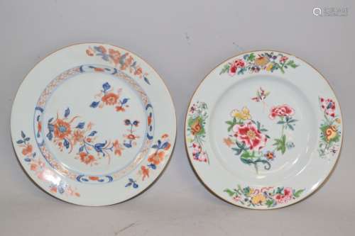 Two Mid-Qing Chinese Export Famille Rose Plates