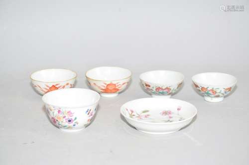 Group of Qing Chinese Famille Rose and Iron Red Wares