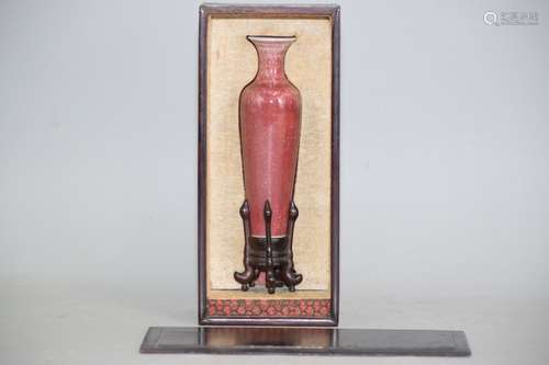 Qing Chinese Cowpea Red Glaze Porcelain Vase, Kangxi Mark