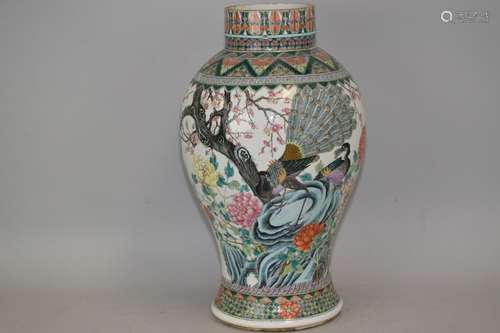 Qing Chinese Famille Rose Birds Porcelain Vase