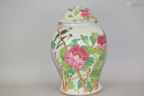 Late Qing/Republic Chinese Famille Verte Jar, Zhang ZiYing