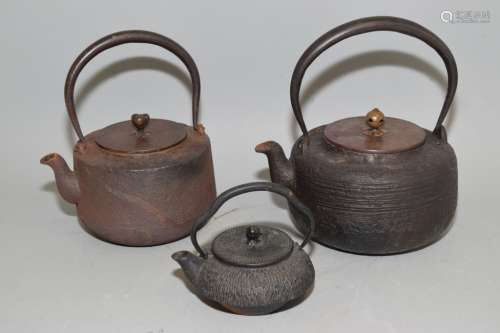 Three Japanese Metal Water Pots