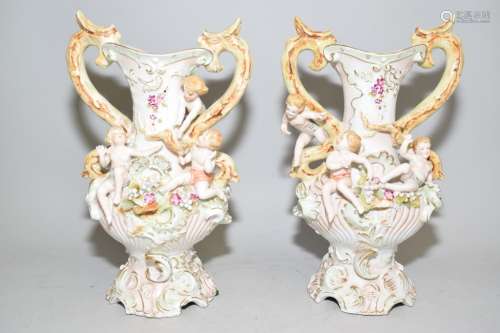 Pr. of Kalk German Porcelain Puti Vases
