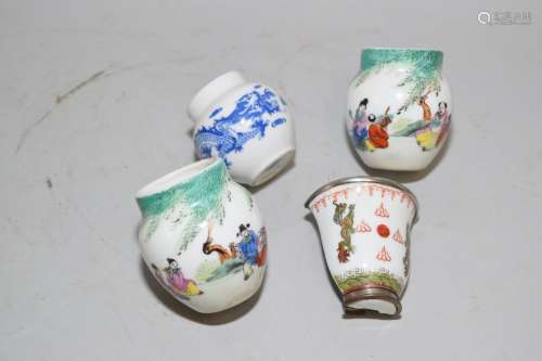Group of Chinese Porcelain Bird Feeders