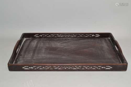 Chinese Hongmu Carved Tray