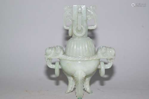 Chinese Jade Carved Incense Burner