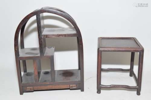 Two 19th C. Chinese Hongmu Carved Stands