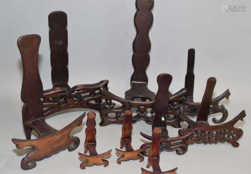 Group of Chinese Hongmu Carved Plate Stands