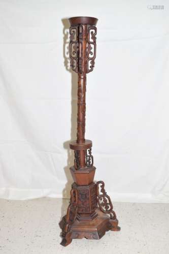 Chinese Hongmu Carved Lamp Stand