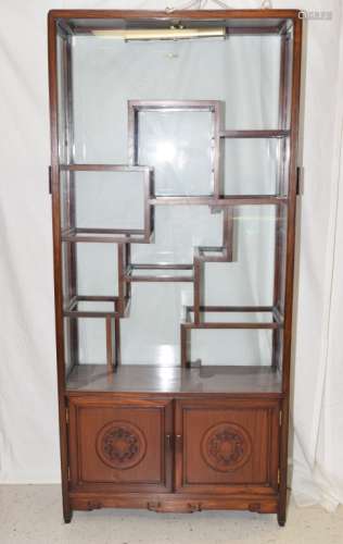Chinese Hongmu Carved Curio Cabinet