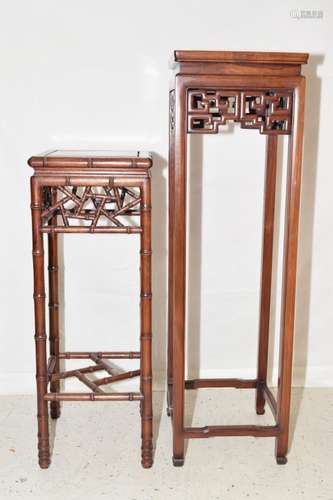 Two Chinese Hongmu Carved Flower Pot Stands