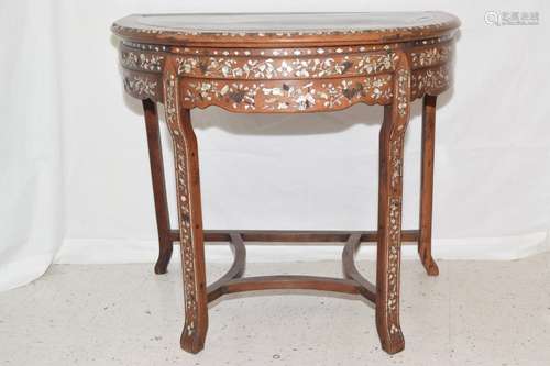 Qing Chinese Guangdong Style Marble Inlay Half Table