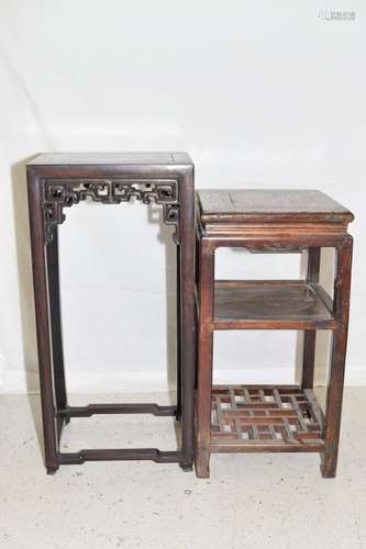 Two Chinese Wood Carved Flower Pot Stands