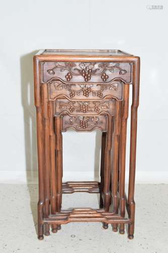 Qing Chinese Hongmu Carved Nesting Tables