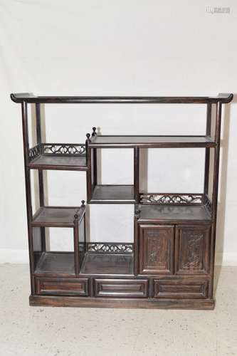 Chinese Rosewood Carved Curio Stand