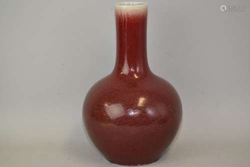 19-20th C. Chinese Red Glaze Bulbous Vase