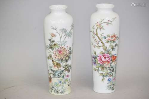 Two Chinese Famille Rose Porcelain Vases