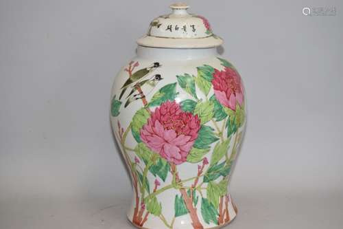 19th C. Chinese Famille Verte Porcelain Jar