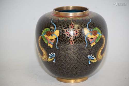 19th C. Chinese Dragons Cloisonne Jar