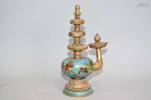 Qing Chinese Cloisonne Religious Wine Pot