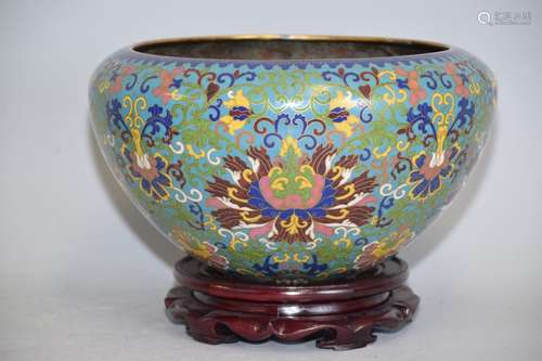 Chinese Lotus Vine Cloisonne Alms Bowl