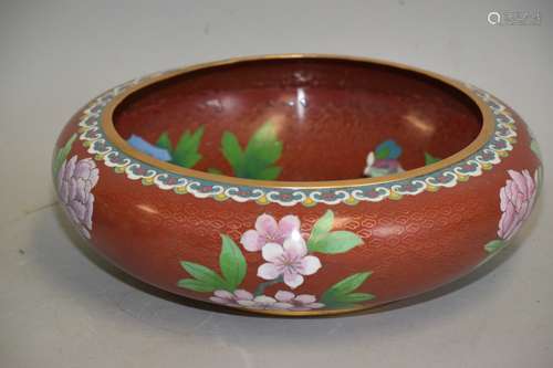 Large Chinese Flowers Cloisonne Brush Washer