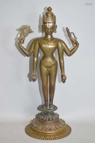 15-19th C. Nepalese/Hindu Four-Arm Bronze Buddha