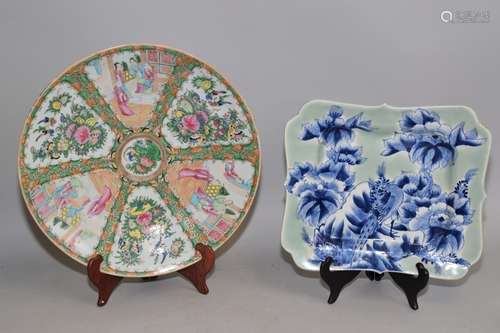 Qing Chinese Famille Rose Medallion and Japanese Plate