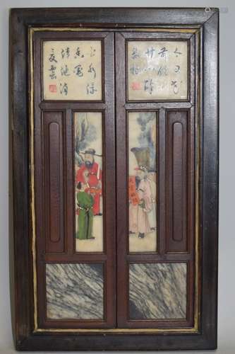 Qing Chinese Enameled Soapstone Hanging Plaque