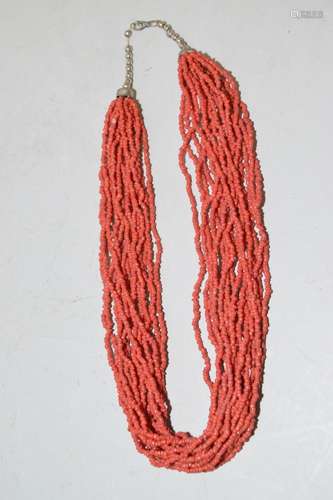 Natural Red Coral Bead Necklace