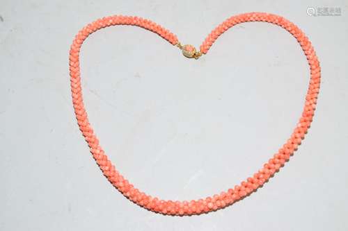 Orange-Pink Coral Bead Necklace