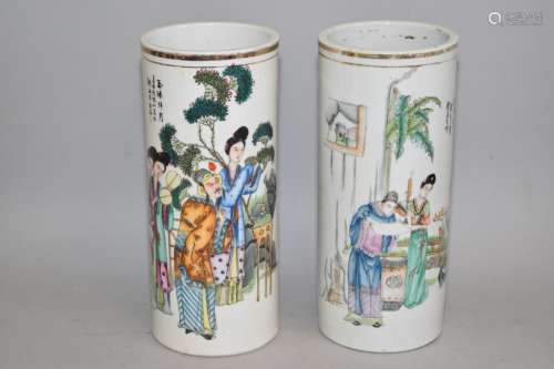 Two 19th C. Chinese Famille Rose Hat Stands