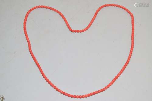 Natural Red Coral Bead Necklace