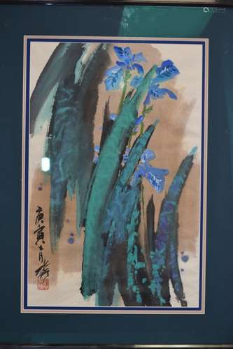 Chinese Watercolor Flower Painting, Dated & Sealed