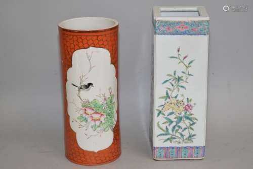 Two 19th C. Chinese Famille Rose Hat Stands