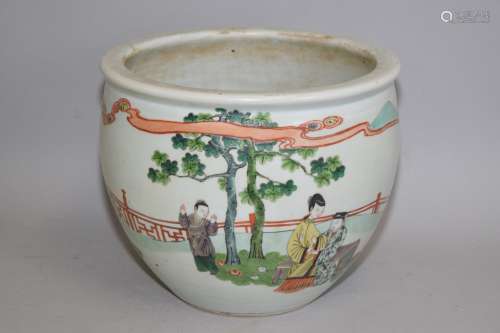 Chinese Wucai Figures Porcelain Jardiniere
