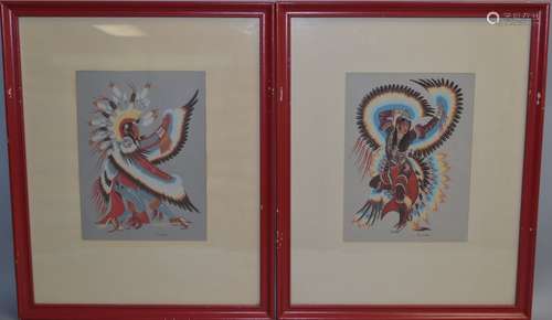 Two Native American Eagle Dancer Prints by Crumbo