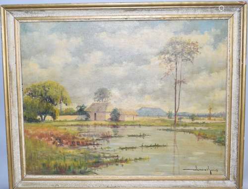 19-20th C. Landscape Oil on Canvas, Valentias Hayes